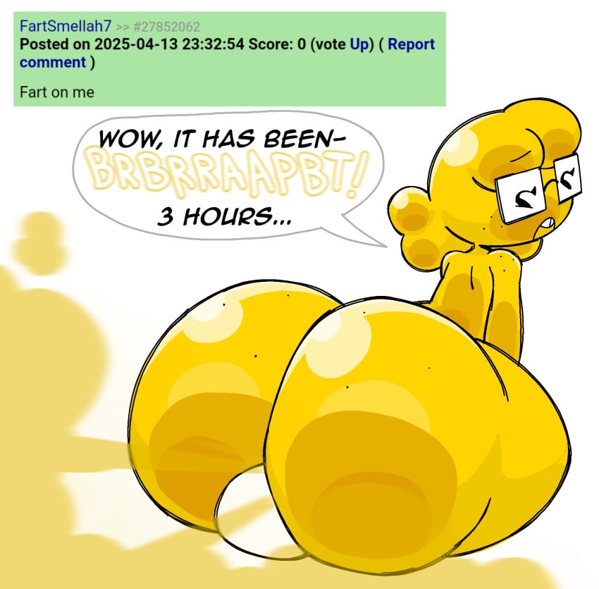 1girls 1girls_ass ass big_ass big_butt facesitting fart farting farting_in_face fat_ass female female_focus gassy_female large_ass mrpotato123_ nerd nerdy_female sitting_on_face speech_bubble susie_(mrpotato123_) tagme