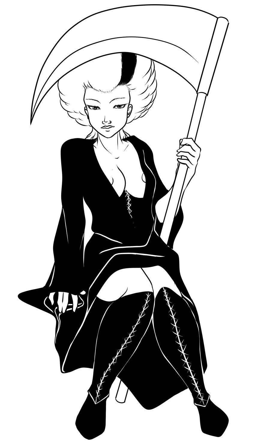 cleavage discworld literature monochrome mornmeril scythe susan_sto_helit tagme