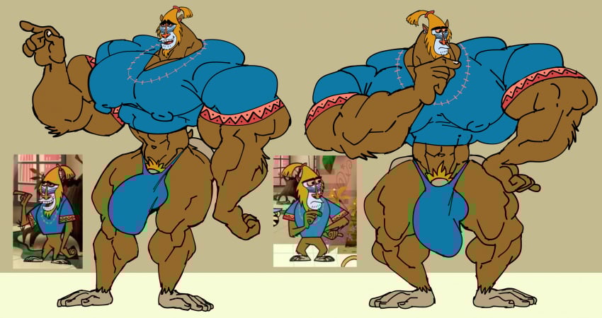 bara barazoku big_bulge big_but big_muscles big_penis bulge eyes flaccid furry huge_muscles hyper hyper_muscles male male_only monkey mr._mandrill muscles muscular muscular_male my_gym_partner's_a_monkey nipple_bulge nipples red remert solo solo_male tight_shirt