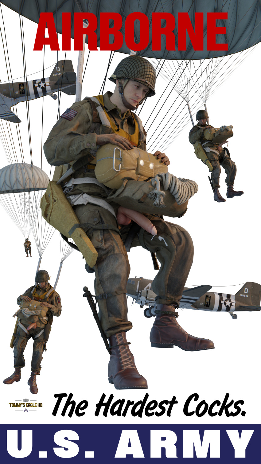 army cum gay gay_male group medal_of_honor_airborne military paratrooper recruitment_poster soldier soldiers tommys_eagle_hq uniform ww2
