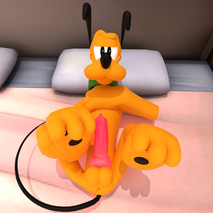 1:1 animal_genitalia animal_penis anus balls bed bedroom_eyes canid canine canine_penis canis disney domestic_dog erection feral furniture genitals hi_res hotel_room knot legs_up looking_at_viewer male male_only mammal narrowed_eyes pawpads paws penis pluto prick_ears seductive solo testicles usbsantiago