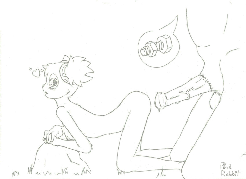 ankama anthro black_and_white male pandawa penis pink_rabbit tagme wakfu