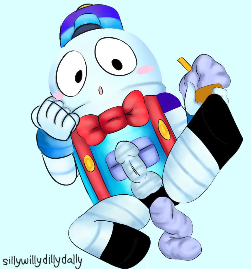 blue_background blue_body blush brawl_stars clothing colored_feces dessert feces feces_pile food gay genitals hat headgear headwear hi_res ice_cream lou_(brawl_stars) machine male necktie penis pooping_on_floor raised_leg robot robot_penis scatplay sillywillydillydally simple_background solo supercell_(company) surprised_expression unusual_feces watermark