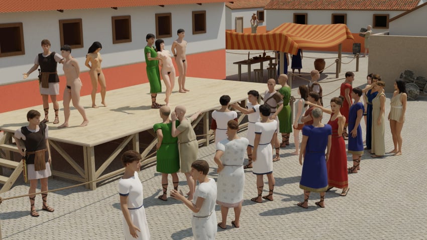 3d 6+boys 6+girls ancient_rome auction female male multiple_boys multiple_girls nude nude_female nude_male ocidas original slave slave_auction slaveboy slavegirl