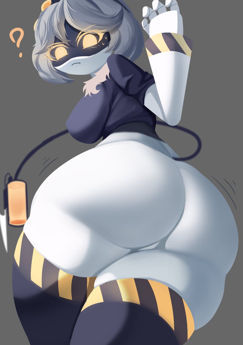 alaki_zezo ass ass ass_focus big_ass big_breasts big_thighs breasts drone female female_only gigantic_ass gigantic_thighs huge_ass huge_breasts huge_thighs jacket looking_at_viewer murder_drones panties robot robot_girl short_hair silver_hair solo tagme thick_hips thick_thighs thighhighs thighs v_(murder_drones) white_body yellow_eyes