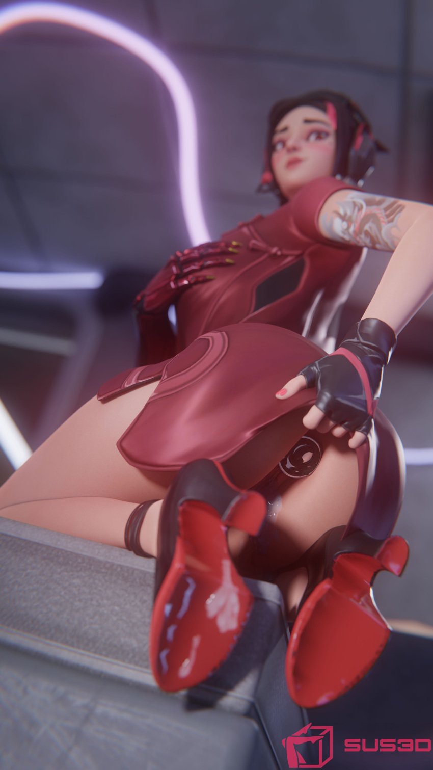 buttplug cum cum_on_heels demi_(fortnite) female fortnite legs sus-3d