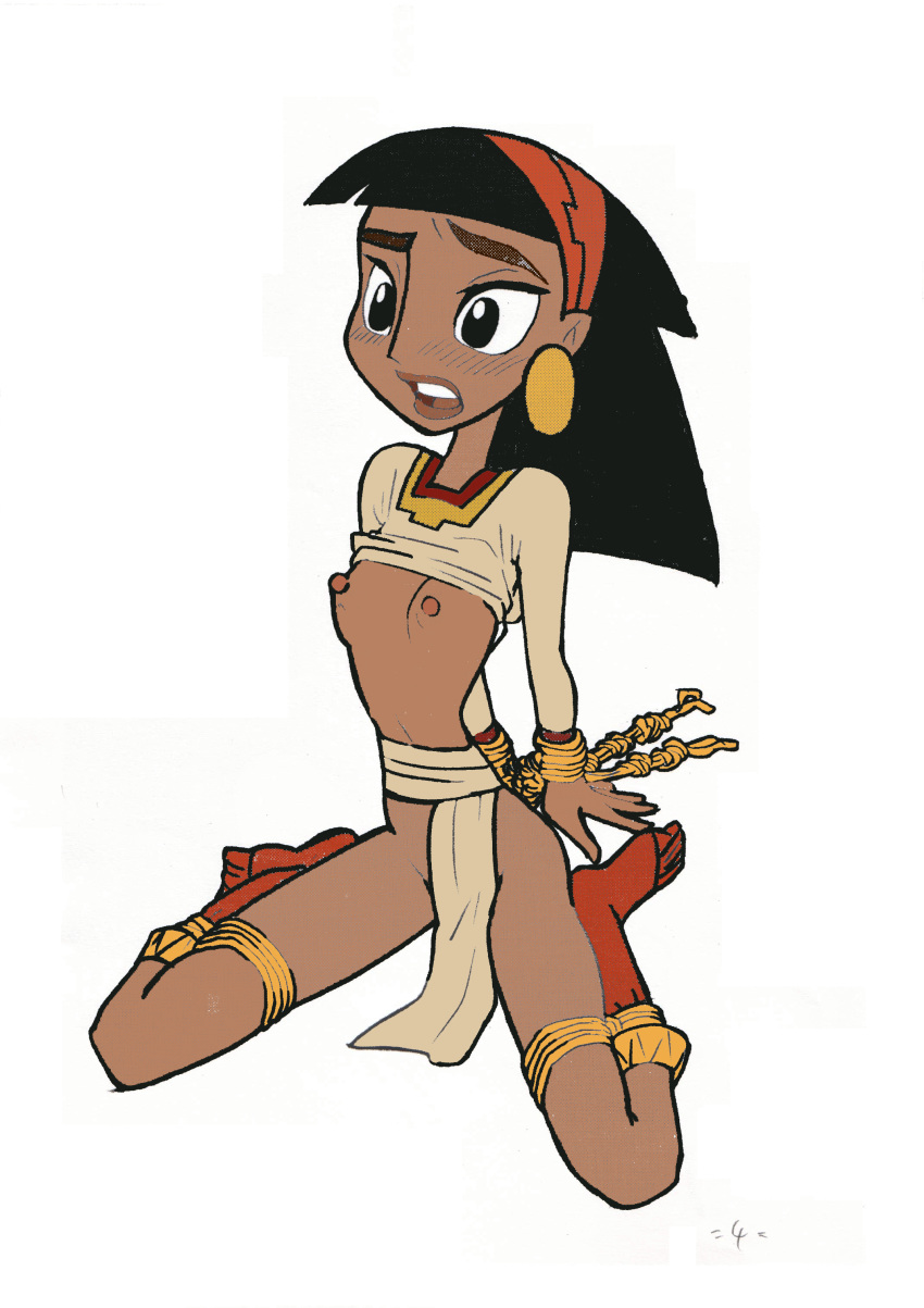 1girls arms_behind_back black_eyes black_hair bondage dark-skinned_female dark_skin disney disney_channel female forced_exposure frogtie gif latina malina nipples peruvian_female spread_legs static_gif the_emperor's_new_groove the_emperor's_new_school topless union_of_the_snake