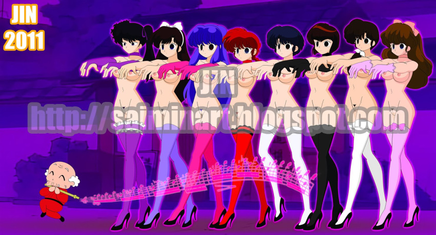 1boy 6+girls 8girls akane_tendo arms_in_front arms_up azusa_shiratori black_eyes blank_eyes bow breasts dominant_male empty_eyes female femsub flute gloves happosai harem high_heels hourglass_figure human hypnosis jimryu kasumi_tendo kodachi_kuno maledom mind_control multiple_boys multiple_girls musical_note nabiki_tendo nipples nude obedient_sub old_man older_male older_man_and_teenage_girl pubic_hair ranma-chan ranma_1/2 ranma_saotome shampoo_(ranma_1/2) small_dom_big_sub smaller_male stockings submissive_female teenage teenage_girl teenagers thighhighs ugly_bastard ugly_man ukyo_kuonji utter_domination walking watermark wide_hips