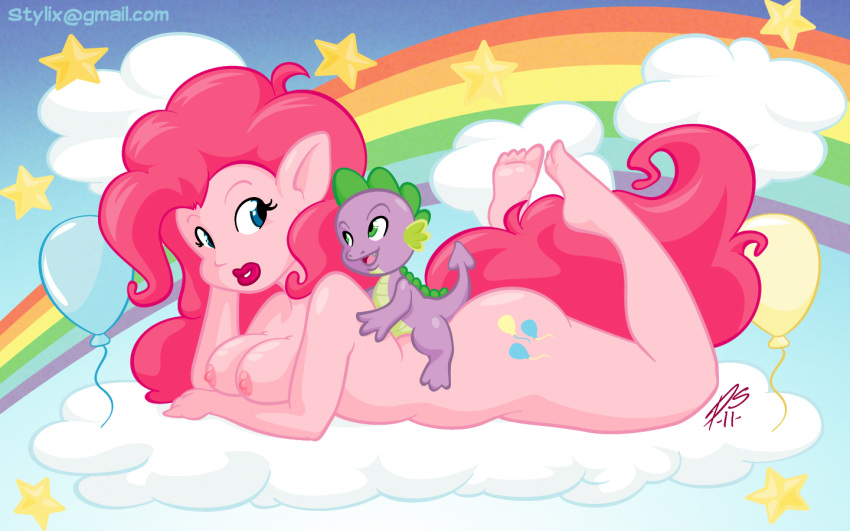 friendship_is_magic my_little_pony pinkie_pie_(mlp) smooth_skin spike_(mlp) stylix