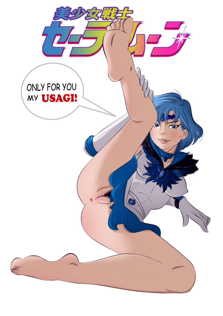 ami_mizuno anus barefoot bishoujo_senshi_sailor_moon blue_eyes blue_hair clothing dark_kingdom dark_mercury erect_nipples erect_nipples_under_clothes female hotdesigns2 no_panties pubic_hair pussy sailor_mercury skirt small_breasts uncensored