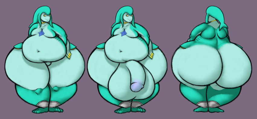 absurd_res animal_humanoid ass balls belly big_balls big_belly big_butt big_penis blue_body breath_of_the_wild fish fish_humanoid front_view genitals hi_res huge_balls huge_belly huge_butt humanoid jovi_cap male marine marine_humanoid nintendo penis rear_view slightly_chubby solo the_legend_of_zelda thick_thighs zora