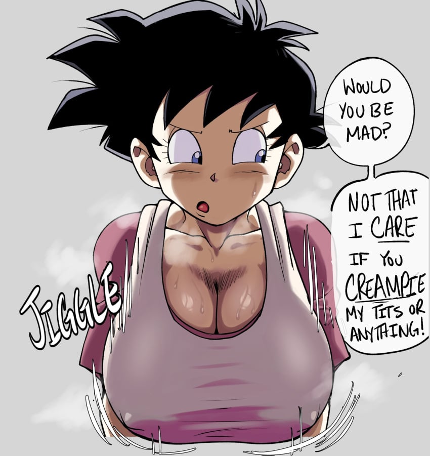 2d asking_for_it comic dragon_ball dragon_ball_z female full_color huge_breasts jiggling_breasts no_penetration pseudocel solo solo_female tagme tagme_(artist) text videl videl_(short_hair)