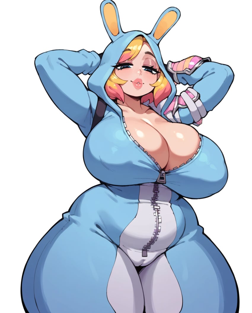 1girls ai_generated breasts cameltoe cleavage female female_only fortnite fortnite:_battle_royale fortnite:_save_the_world huge_breasts miss_bunny_penny_(fortnite) onesie penny_(fortnite) rocksolidart solo solo_female thick_thighs wide_hips