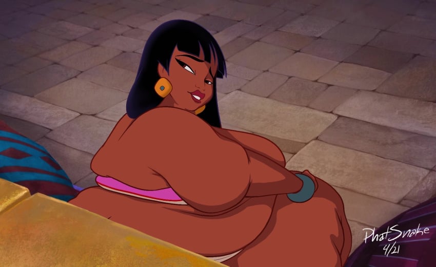 1girls 2021 chel chel_(the_road_to_el_dorado) dark-skinned_female dark_skin dreamworks fat fat_woman female female_focus female_only obese obese_female phatsnake solo solo_female solo_focus the_road_to_el_dorado