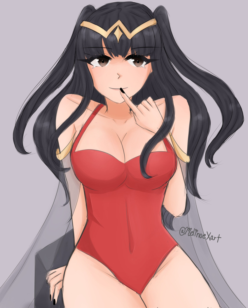 alternate_costume breasts female female_only fire_emblem fire_emblem_awakening melinoex nintendo one-piece_swimsuit red_one-piece_swimsuit red_swimsuit solo swimsuit tharja_(fire_emblem)