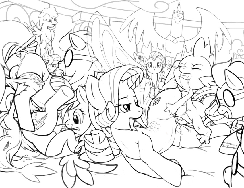 baginazard black_and_white crossover derpy_hooves fluttershy_(mlp) friendship_is_magic my_little_pony pokemon pokemon_(species) rainbow_dash_(mlp) rarity_(mlp) smooth_skin snivy soarin soarin_(mlp) spike_(mlp) spitfire spitfire_(mlp) wonderbolts_(mlp)