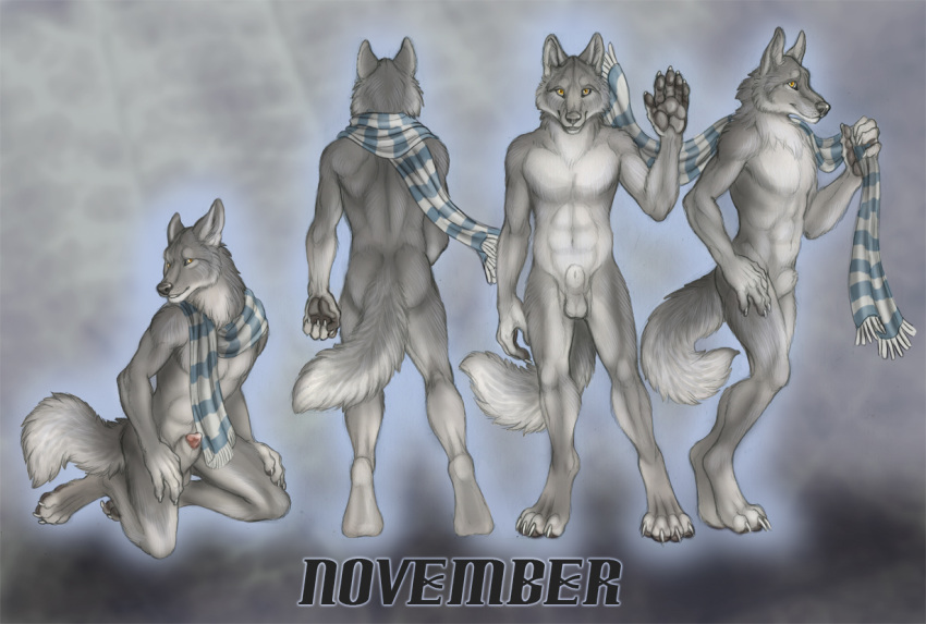 anthro balls furry male male_only model_sheet no_humans november nude penis rukis scarf solo