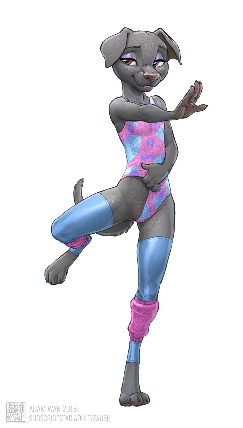 2018 adam_wan canine dancer_outfit dog_girl female female_canine female_only no_background zaush