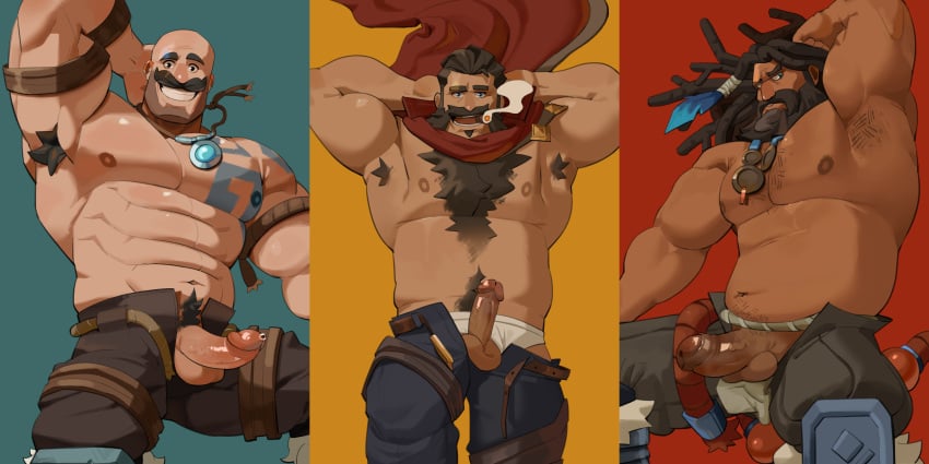 abs armpit_hair balls bara beard biceps big_balls big_penis braum camerion_camill daddy dilf erection gay graves_(league_of_legends) hairy_chest league_of_legends male male/male male_nipples male_only male_pubic_hair manly mature_male moustache muscular_male nipples pecs penis rcamerion riot_games udyr