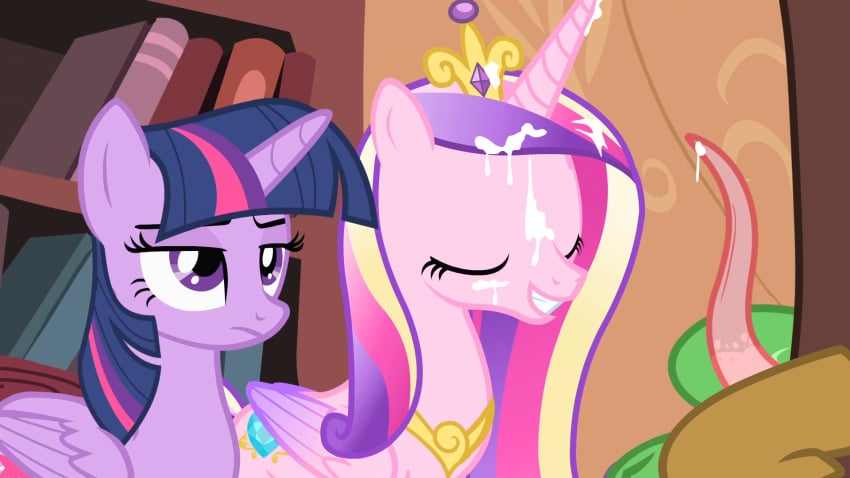 alicorn animal_genitalia animal_penis artist_request cheating cum discord_(mlp) edit female friendship_is_magic hasbro horn horse male my_little_pony penis pony princess_cadance_(mlp) screencap screenshot_edit tapering_penis twilight_sparkle_(mlp)