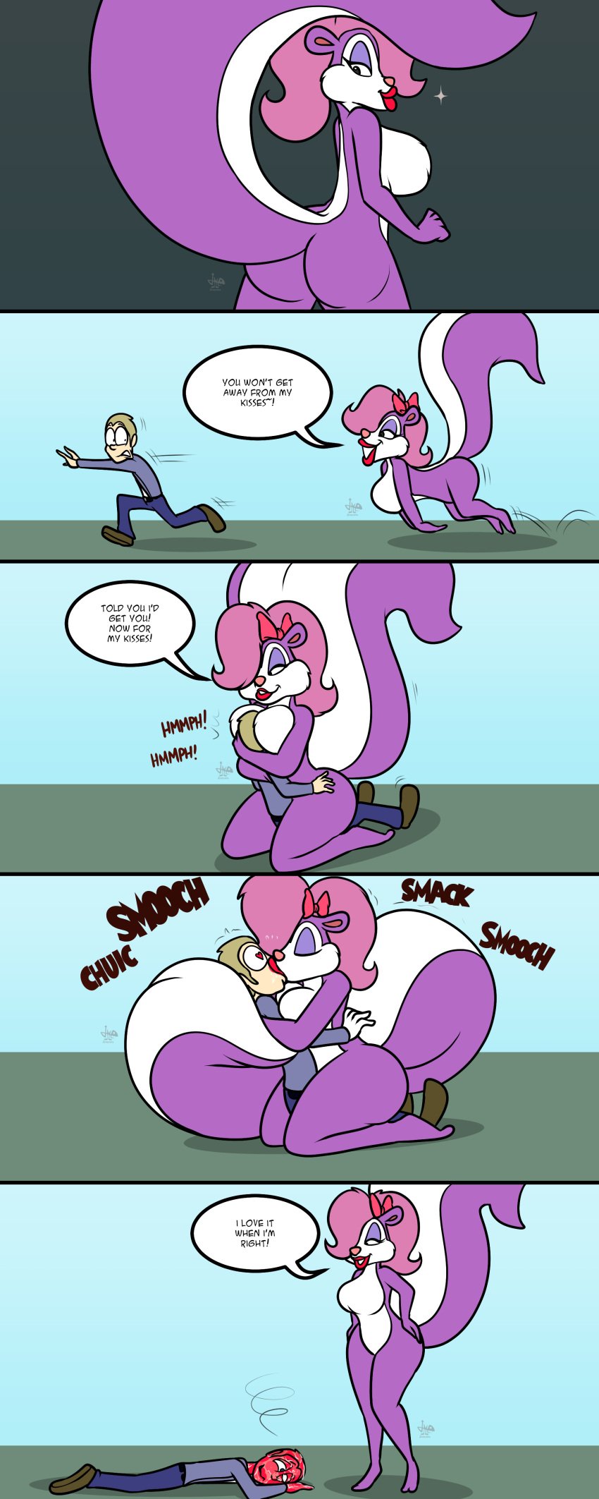 ass breasts breasts_smother fifi_la_fume jamearts kiss_mark kissing lipstick running_away tiny_toon_adventures