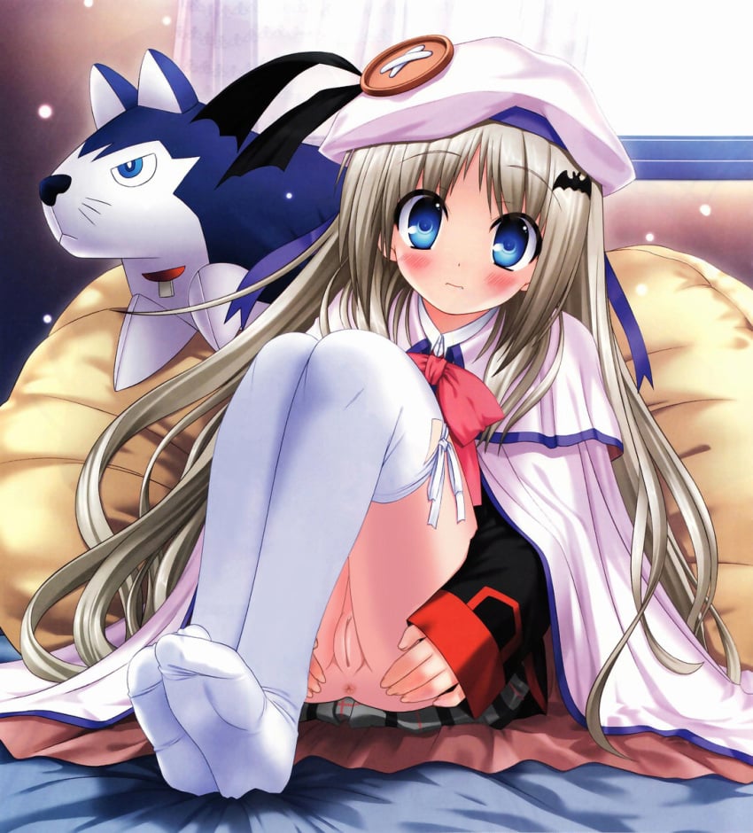 anus ass bed blush highres huge_eyes key_(company) little_busters! lying na-ga noumi_kudryavka pussy uncensored