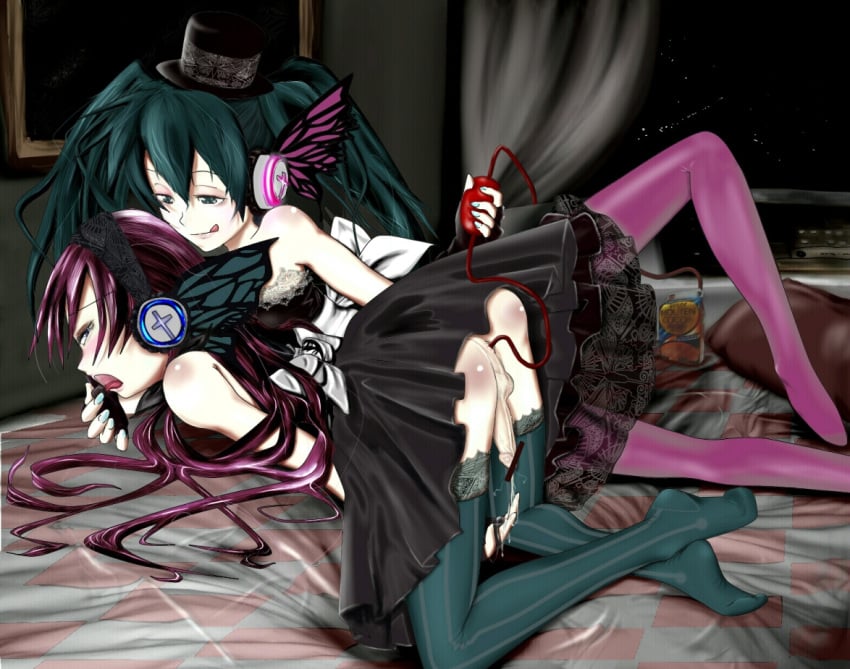 1boy 1girls anal anus ass backsack balls bent_over blush bow breasts censored cleavage crossdressing crossdressing_male cum cumshot enema erection erection_under_clothes erection_under_skirt female femboy femboy_on_female femboysub femdom gothic hands-free hat hatsune_miku hetero magnet_(vocaloid) male male/female malesub no_panties open_mouth penis penis_under_clothes penis_under_skirt skirt skirt_lift small_breasts straight thighhighs tied_hair tongue twintails upskirt vocaloid