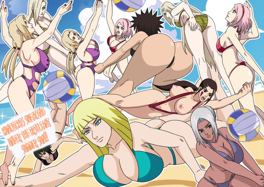 6+girls adult_and_teenager ass ball beach_volleyball big_ass bikini black_hair blonde_hair blunt_bangs bob_cut breasts breasts_out brown_hair bust busty comic_cover commentary competition cover dark-skinned_female dark_skin dat_ass daughter english_text exposed_breasts facepaint fat_ass female female_only g-string hair_bun huge_ass impossible_swimsuit ino_yamanaka inuzuka_hana inuzuka_tsume jumping light-skinned_female light_skin long_hair lying mabui mature mature_female mature_woman midriff milf mother mother_and_daughter multiple_females multiple_girls multiple_poses multiple_positions naruto naruto:_the_last naruto_(series) naruto_shippuden ninrubio nipples ocean older older_female on_stomach one-piece_swimsuit oppai outdoors playing ponytail revealing_swimsuit round_ass sakura_haruno samui seaside shizune shore silver_hair sling_bikini slingshot_swimsuit striped_bikini stripes student swimsuit teacher teacher_and_student text thong_bikini tied_hair tsunade very_long_hair volleyball volleyball_(ball) voluptuous water younger younger_female