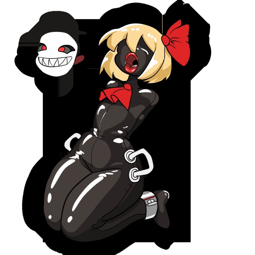 bondage female handles handles_on_hips identity_death latex latex_creature latex_transformation lonishwolf mask post_transformation rumia sex_doll sex_doll_holes sex_doll_transformation tagme touhou transformation