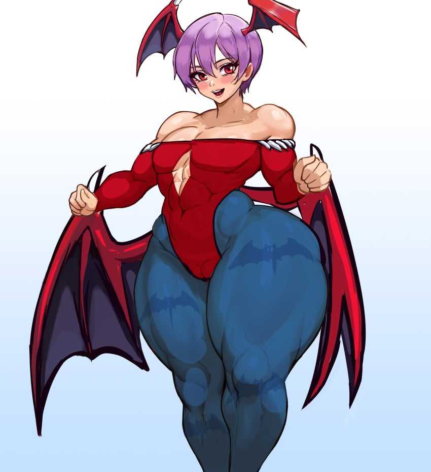 1girls big_breasts big_breasts breasts chubby chubby_female darkstalkers drawing fanart female lilith_aensland magentapeel milf muscle muscles muscular muscular_female plump thighs voluptuous