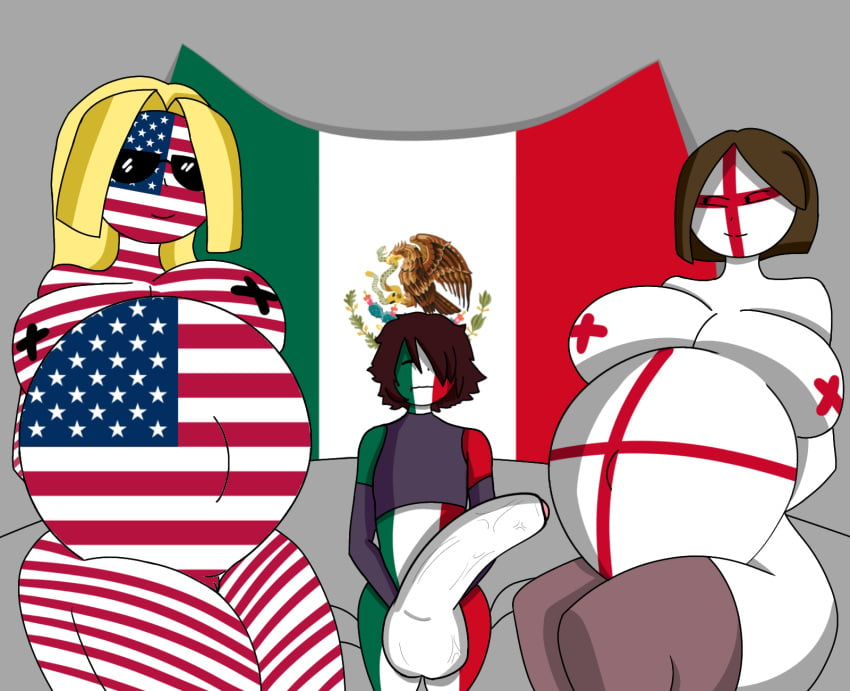 2girls 2girls1boy after_sex anthro big_penis_adoration country_girl countryhumans countryhumans_girl cum_inside england england_(countryhumans) hyper_ass hyper_breasts hyper_cumflation hyper_genitalia hyper_penis inflation mexican mexican_flag mexico mexico_(countryhumans) nude_female pregnant small_but_hung united_states_of_america united_states_of_america_(countryhumans)