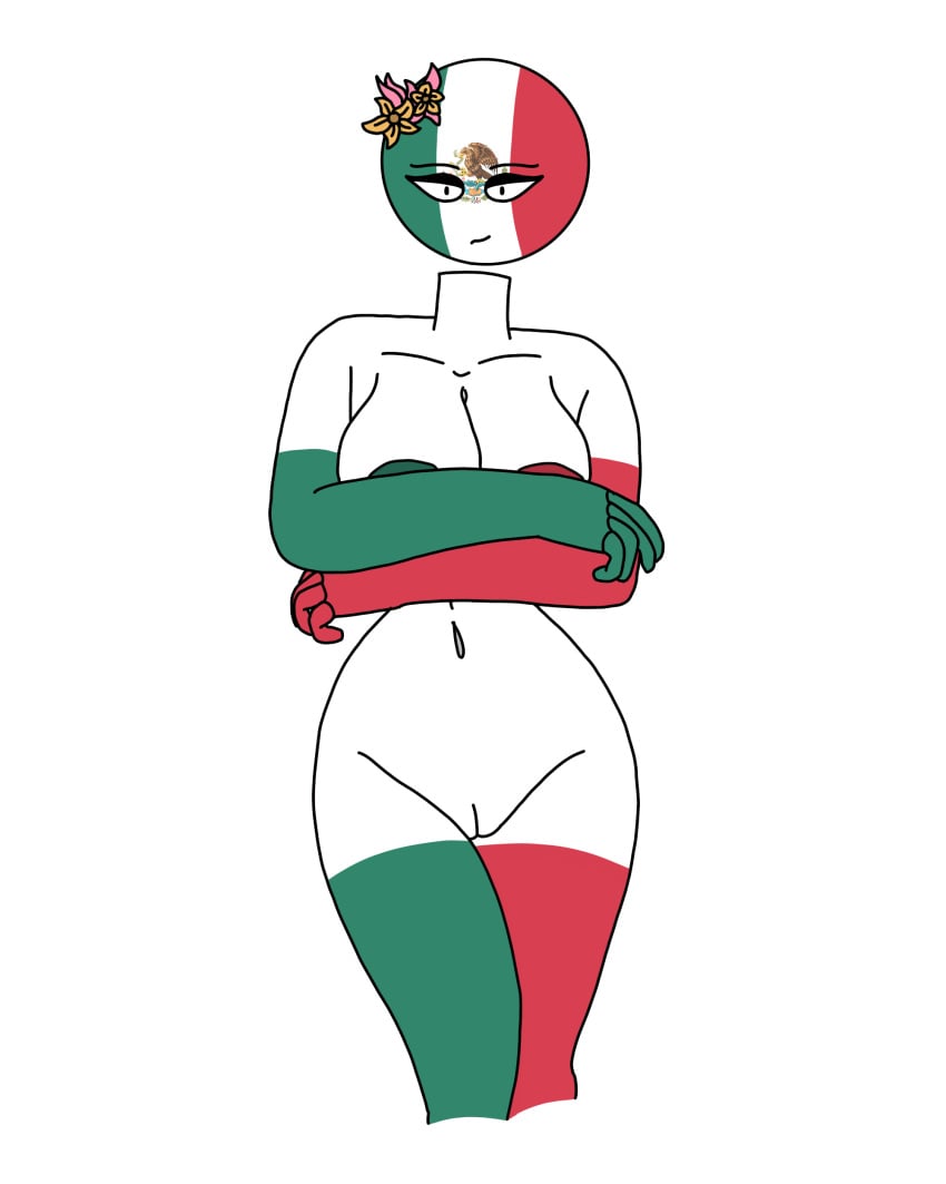 alternate_version_available areola areolae ass big_ass big_breasts breasts countryhumans countryhumans_girl covered_nipples covering covering_breasts erect_nipples eyebrows eyelashes female female_focus female_only mexico_(countryhumans) naked naval_artist_(artist) nervous nervous_smile nipples nude nude_female pupils pussy solo solo_focus