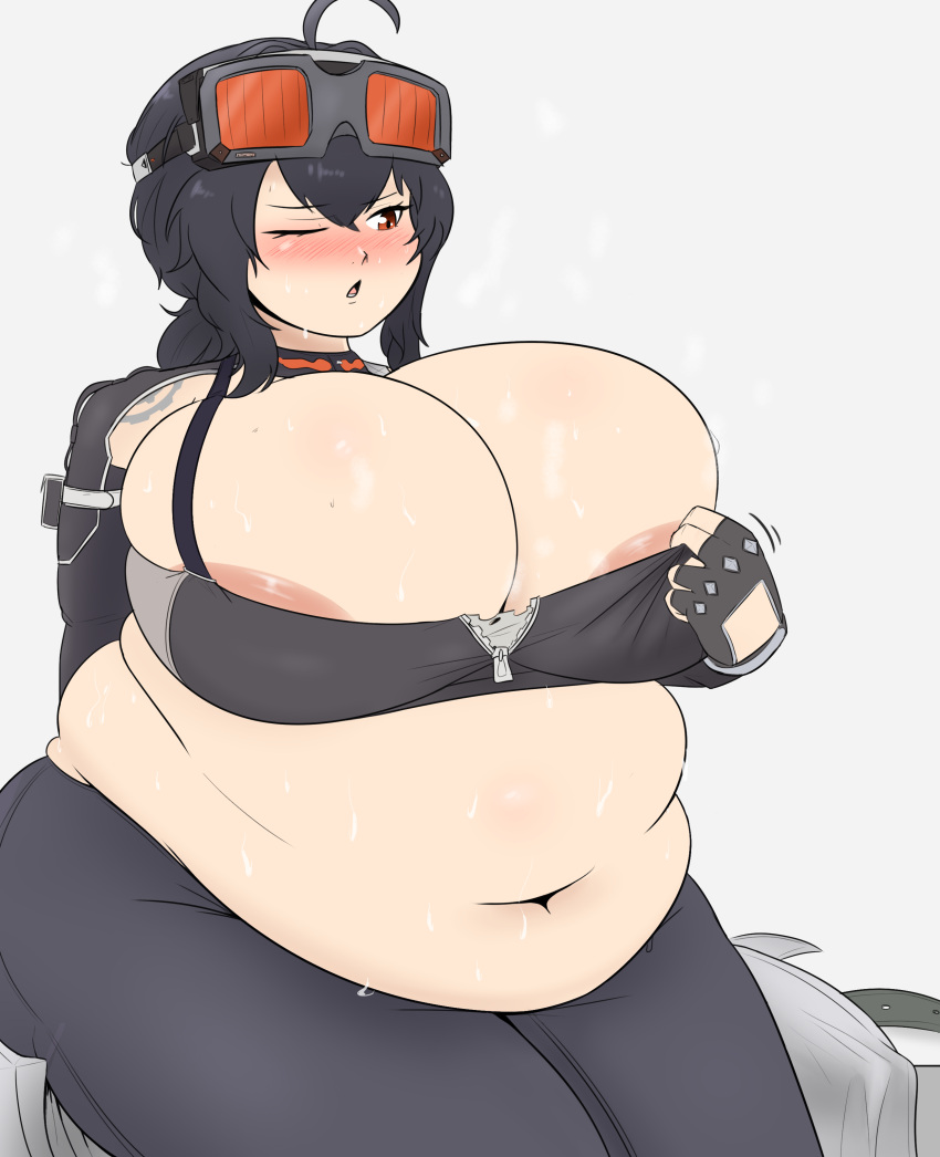 1female 1females 1girls bbw belly belly_button belobog_heavy_industries black_hair black_hair_female breasts chubby chubby_female exposed_fat_belly fat fat_woman female female_focus female_only goggles goggles_on_forehead grace_howard hoyoverse light-skinned_female light_skin mihoyo mihoyo_technology_(shanghai)_co._ltd. obese obese_female orange_eyes orange_eyes_female overweight overweight_female solo solo_female solo_focus thighs zenless_zone_zero