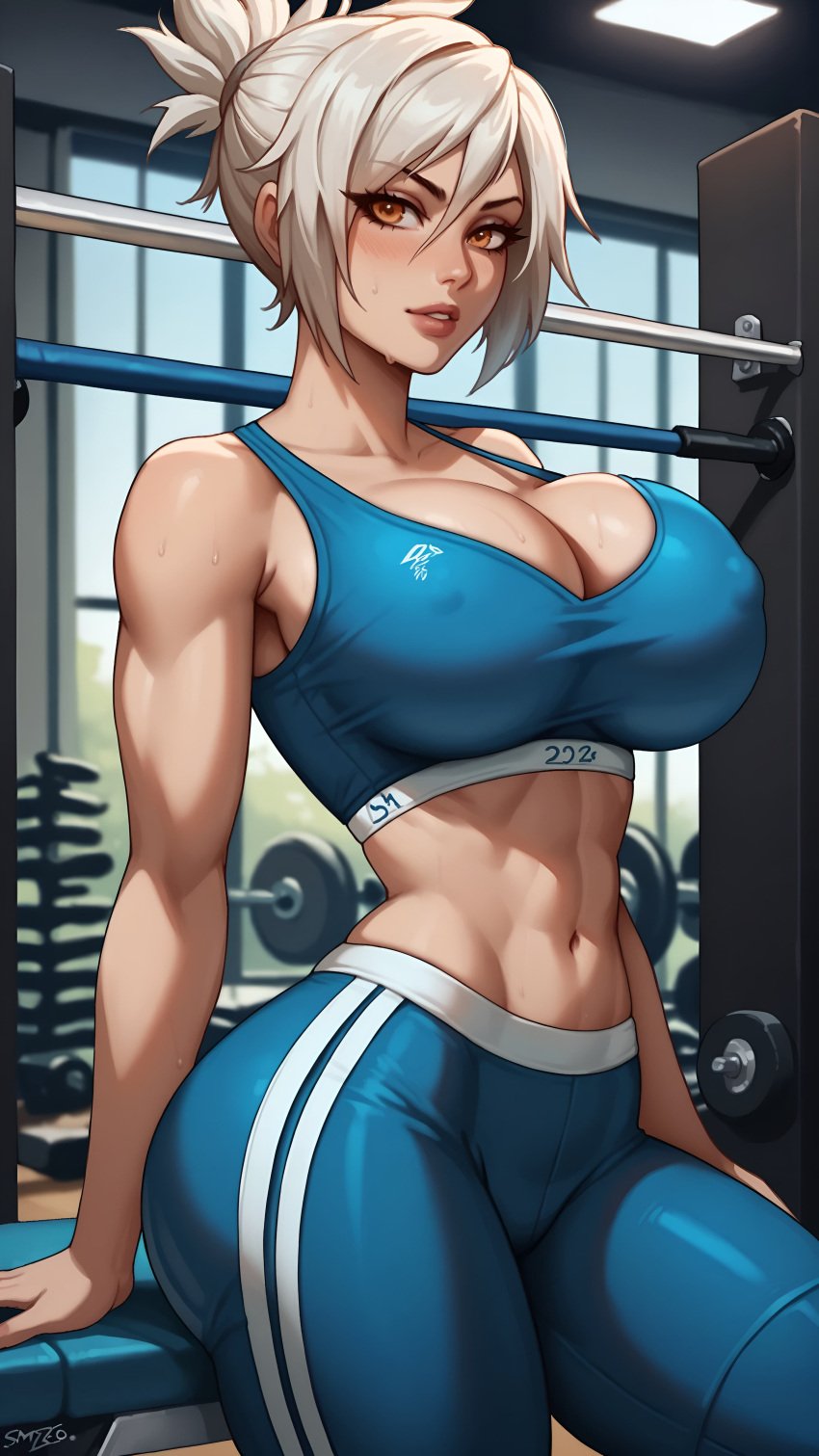 1girls ai_generated ass bare_shoulders big_breasts cleavage erect_nipples fake_breasts female female_focus female_only gym gym_clothes gym_clothing gym_uniform hourglass_figure large_breasts league_of_legends leggings looking_at_viewer midriff navel nsfw pose posing posing_for_picture posing_for_the_viewer riot_games riven round_ass round_breasts round_butt seducing seduction seductive seductive_female seductive_gaze seductive_look seductive_pose shiny shiny_breasts shiny_clothes shiny_hair shiny_skin sky4maleja sports_bra standing thick_ass thick_thighs toned toned_female