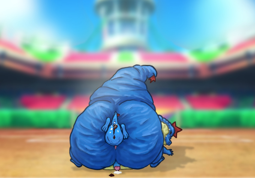 anal_vore anthro anthro_only ass crocodilian fat_ass feraligatr fight huge_ass hyper hyper_ass oversized_ass pokemon pokemon_(species) scalie totodile vore