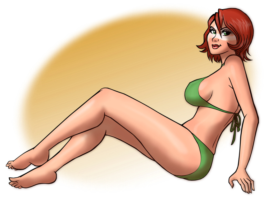 bikini breasts face_paint female female_only golden_axe r3dfive red_hair sega simple_background solo tyris_flare