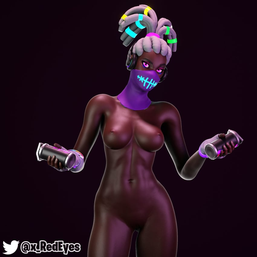 african african_female breasts dark-skinned_female fortnite:_battle_royale komplex_(fornite) pussy white_hair x_redeyes