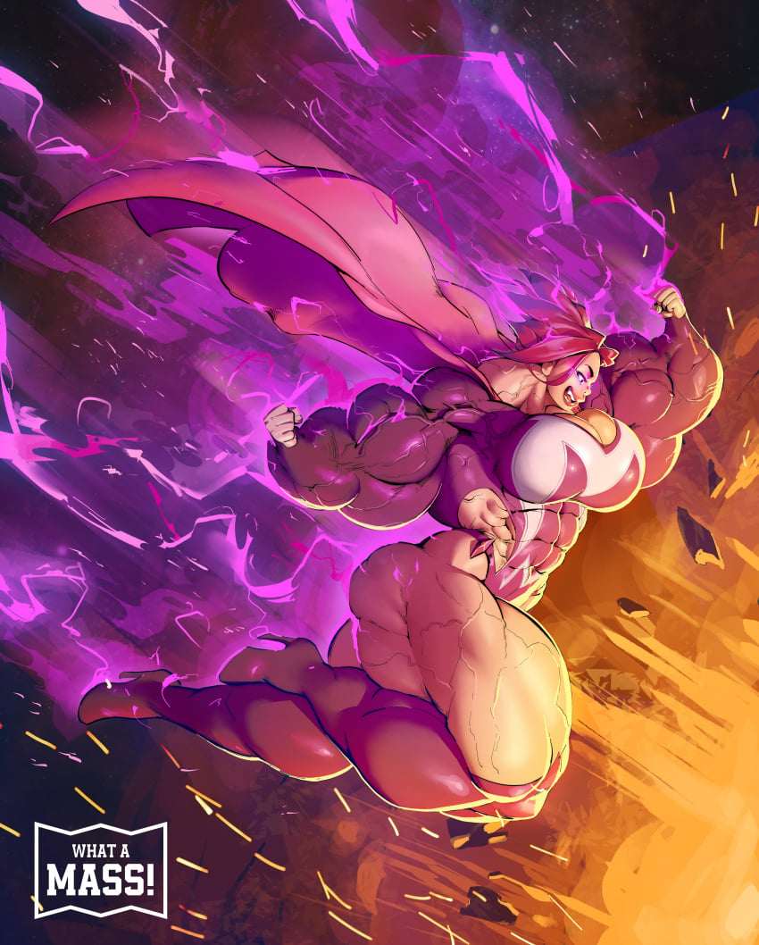 1girls 2d 2d_(artwork) 2d_artwork abs absurd_res artist_logored_hair biceps big big_ass big_biceps big_breasts big_butt big_muscles breasts digital_art digital_media digital_media_(artwork) explosion female hyper_muscles lightning muscle_growth muscles muscular muscular_arms muscular_female muscular_legs muscular_thighs superhero_costume superheroine thighs tight_clothing veins veiny_muscles what_a_mass!