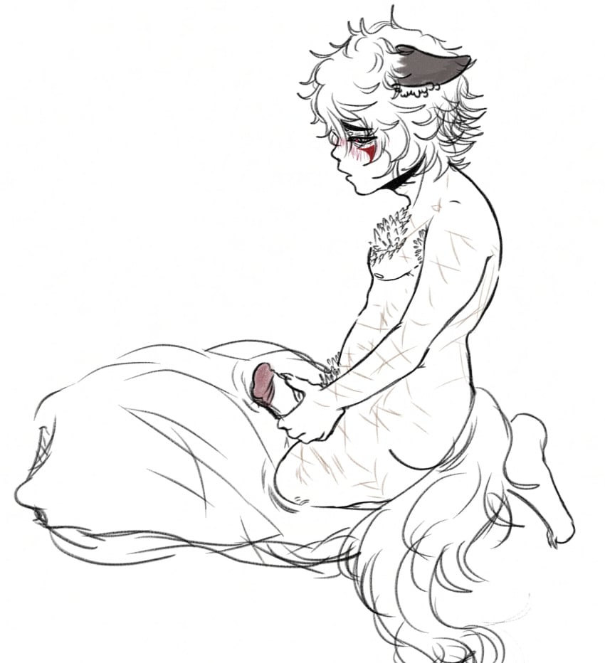 body_fur boyfriend_to_death chaoticalsimp fox_ears fox_tail pillow_humping ren_hana scars scars_all_over