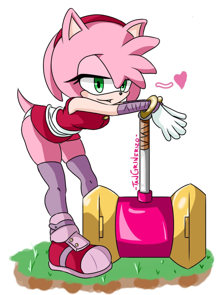 amy_rose amy_rose_(boom) furry gloves green_eyes pink_fur pink_hair sonic_(series) sonic_boom thick_thighs thighs upskirt