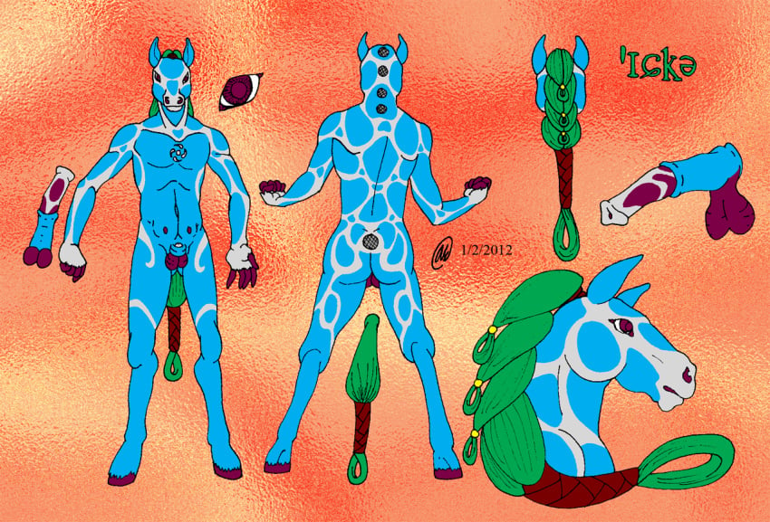 anthro ceffyl_dwr druid elemental english equine fursona gaelic hair horse kelpie long_hair magic_user male medieval model_sheet nude pagan penis ponytail tail tied_hair tribal_spellcaster uisce undine water water_elemental water_horse welsh