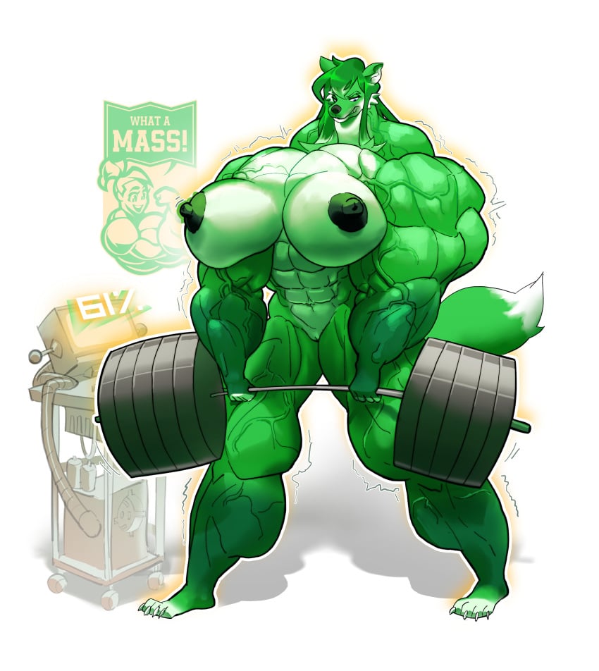 1girls 2d 2d_(artwork) 2d_artwork abs absurd_res biceps big big_ass big_biceps big_breasts big_butt big_muscles breasts digital_art digital_media digital_media_(artwork) female flexing flexing_biceps fox_ears fox_girl furry green_fur hyper_muscles muscle_growth muscles muscular muscular_arms muscular_female muscular_legs muscular_thighs thighs tight_clothing veins veiny_muscles weightlifting weights what_a_mass! working_out workout