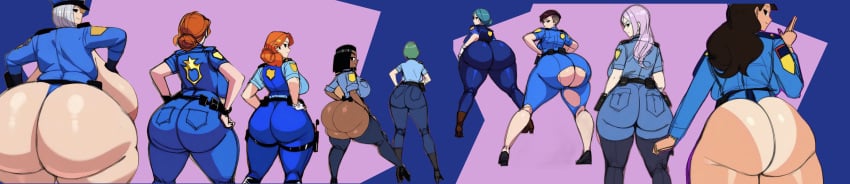 9girls ai_generated ass_size_difference bbw bottom_heavy comparing_asses edited fat_ass group hourglass_figure lined_up lineup multiple_girls oc original_character original_characters pawg pick_your_poison police_uniform policewoman presenting_hindquarters ssbbw ssktch tagme wide_image widescreen