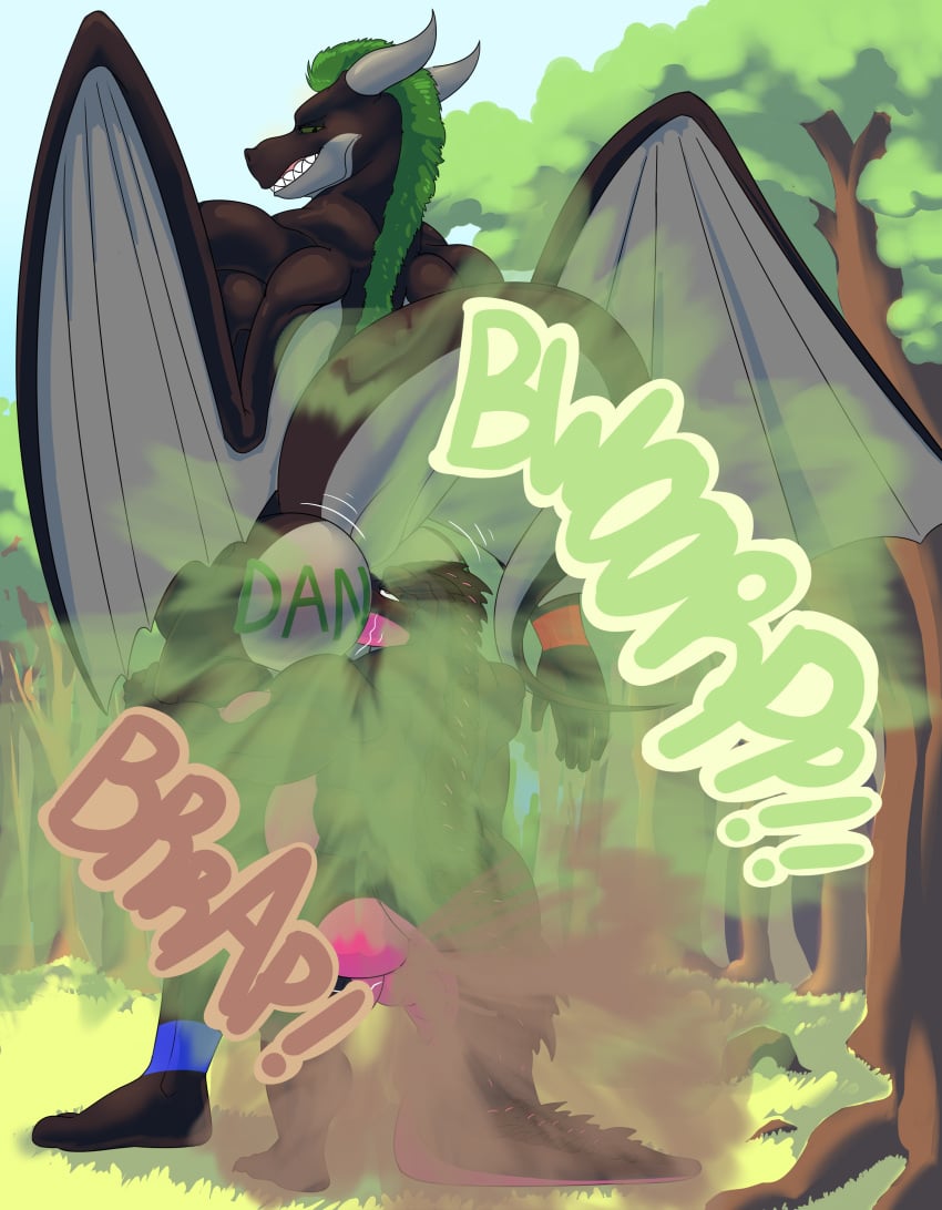 absurd_res akeru anal anthro ass balls belly big_dom_small_sub crocodilian dominant dragon duo fart fart_cloud fart_fetish fart_sniffing farting_in_mouth farting_on_another farting_on_face farting_together forest forest_background gassy genitals hi_res horn looking_down looking_down_at_partner looking_down_at_self male male/male male_rimmed male_rimming male_rimming_male mythological_creature mythological_scalie mythology nature nature_background oral plant raised_tail reptile rimming scalie sex size_difference skunkor slightly_muscular smelly sniffing tail teeth tree wings zenarator_(artist)