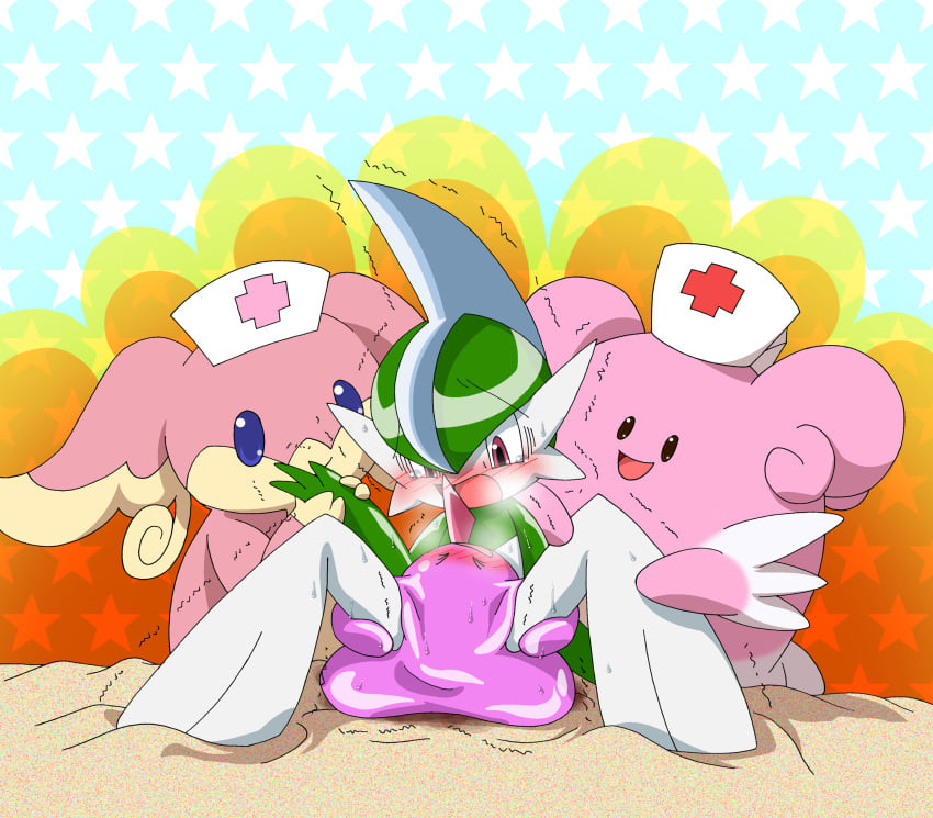 ambiguous_gender anthro audino blissey bodily_fluids clothing crying ditto_(pokemon) duo forced gallade generation_1_pokemon generation_2_pokemon generation_4_pokemon generation_5_pokemon goo_creature group hand_holding hat headgear headwear hi_res humanoid male mammal nintendo nurse nurse_clothing nurse_hat nurse_headwear pasaran pokemon pokemon_(species) questionable_consent rape tears