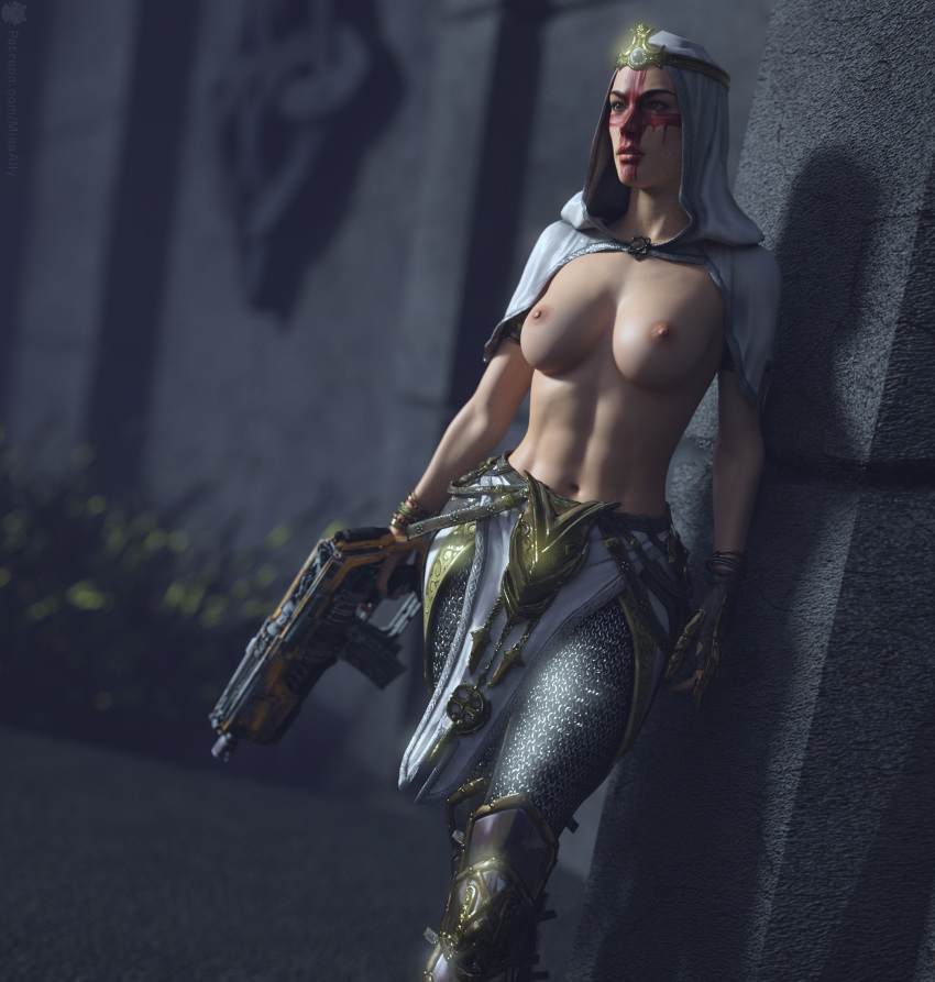 3d female galena_(quake_champions) human missally quake quake_champions topless video_games