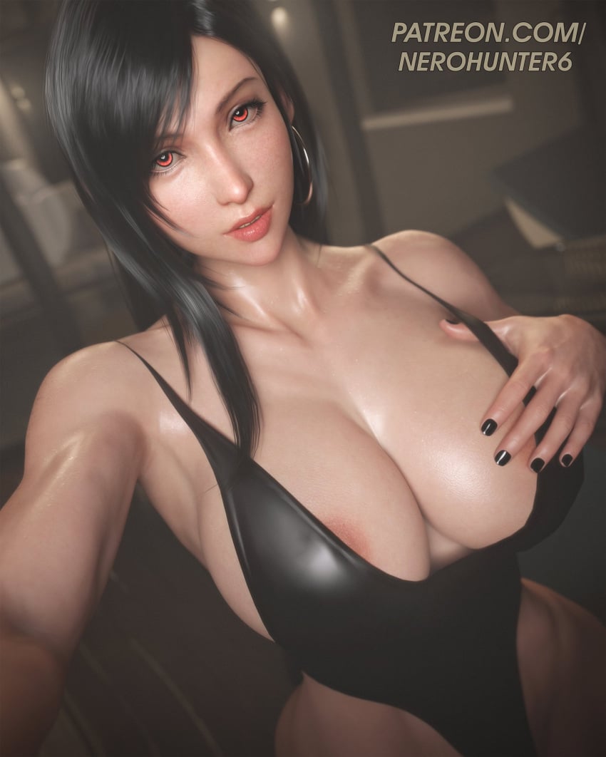 1girls 3d 3d_render armpits big_breasts black_hair black_one-piece_swimsuit black_swimsuit breasts cleavage clothed clothed_female female_focus female_only final_fantasy long_hair looking_at_viewer nerohunter6 one-piece_swimsuit solo solo_female solo_focus swimsuit swimwear tease teasing teasing_viewer tifa_lockhart