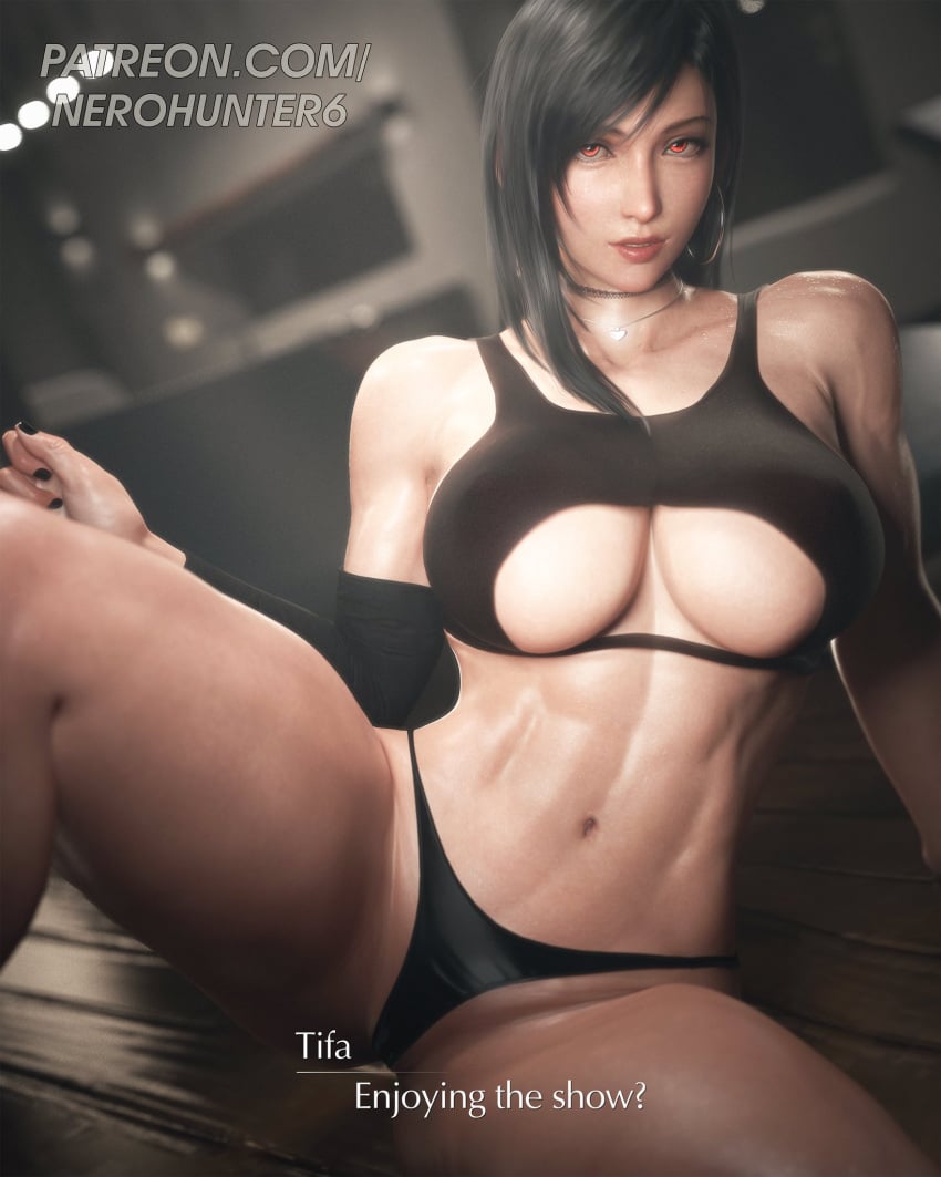 1girls 3d 3d_render abdominals big_breasts black_hair breasts cleavage clothed clothed_female female female_only final_fantasy long_hair looking_at_viewer muscle_girl muscles muscular muscular_female nerohunter6 solo solo_female talking_to_viewer tease teasing teasing_viewer thighs tifa_lockhart underboob