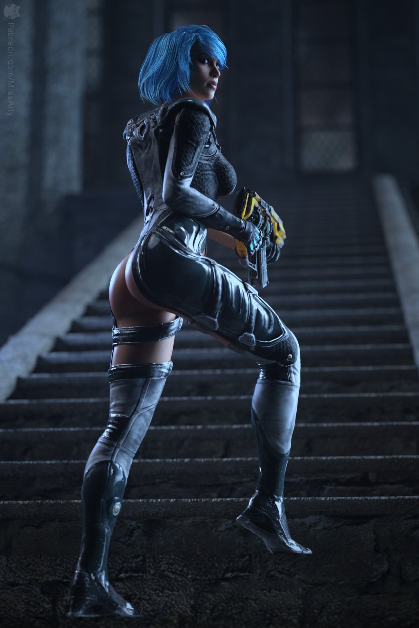 3d ass blue_hair female human missally nyx_(quake_champions) quake quake_champions video_games