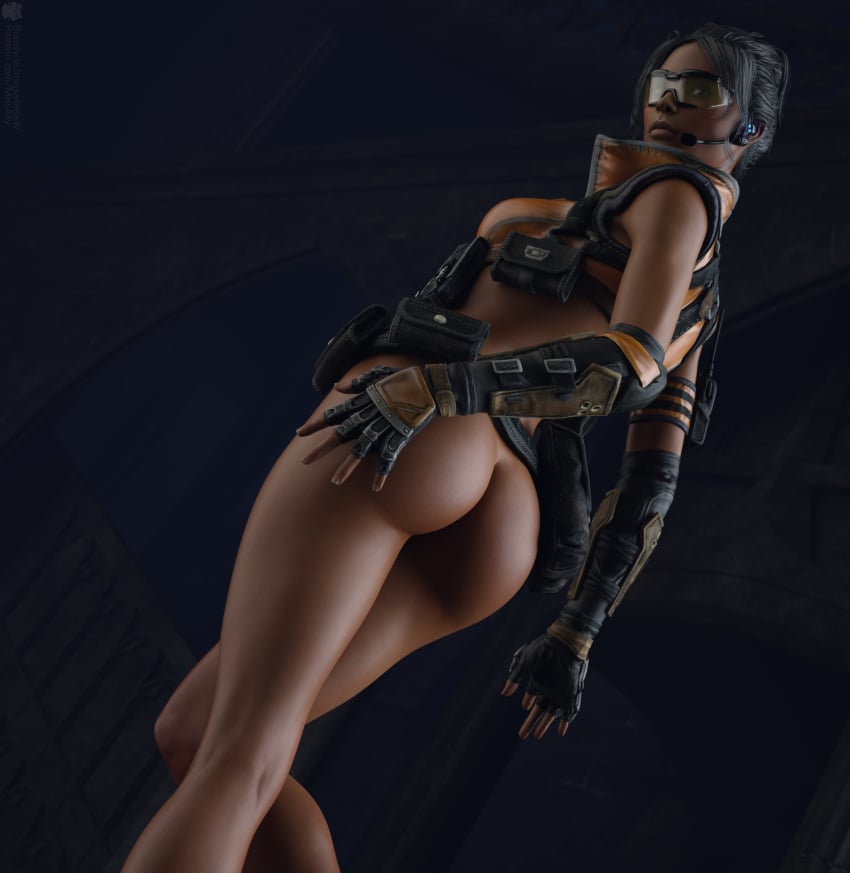 3d ass athena_(quake_champions) female human looking_at_viewer looking_back looking_back_at_viewer missally no_panties quake quake_champions video_games